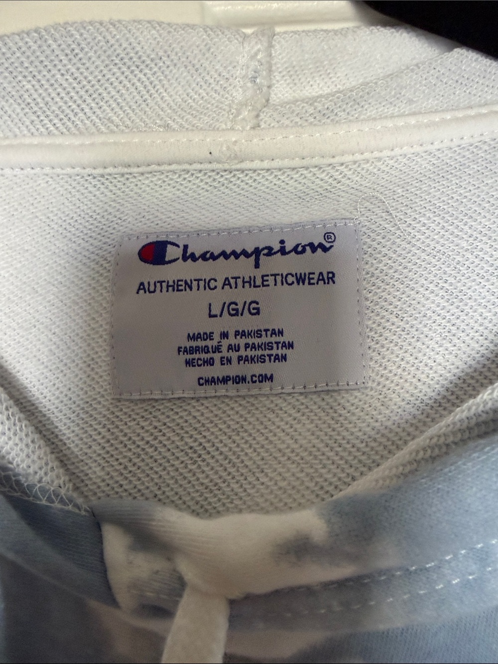 Champion Women’s Blue and White Tie-Dye Crewneck Hoodie - Picture 2 of 5